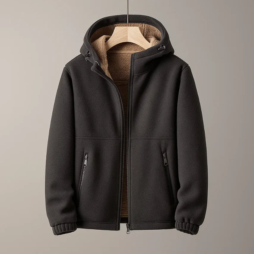 Men's Hooded Fleece Jacket - Black