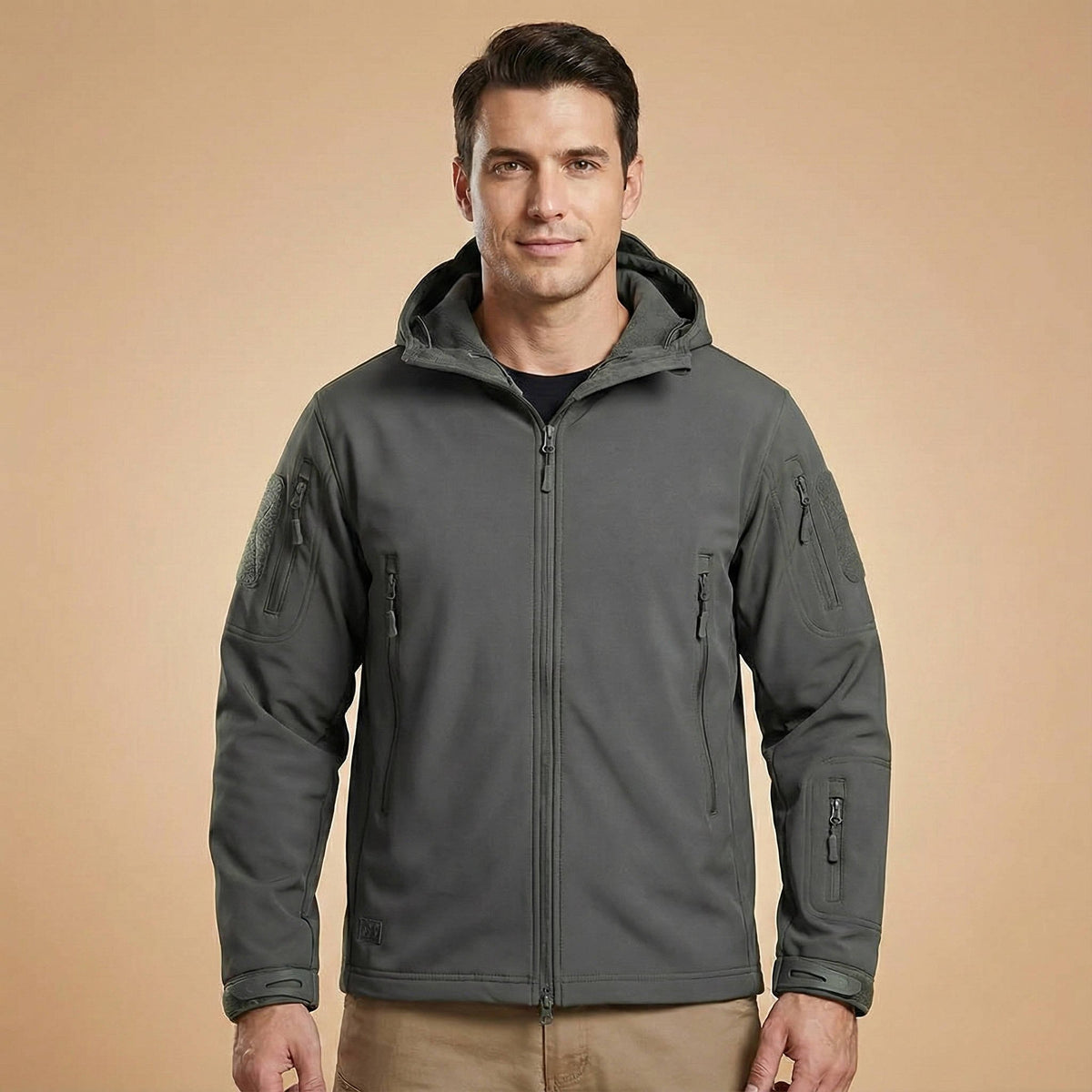 Men's Softshell Hooded Jacket - Gray