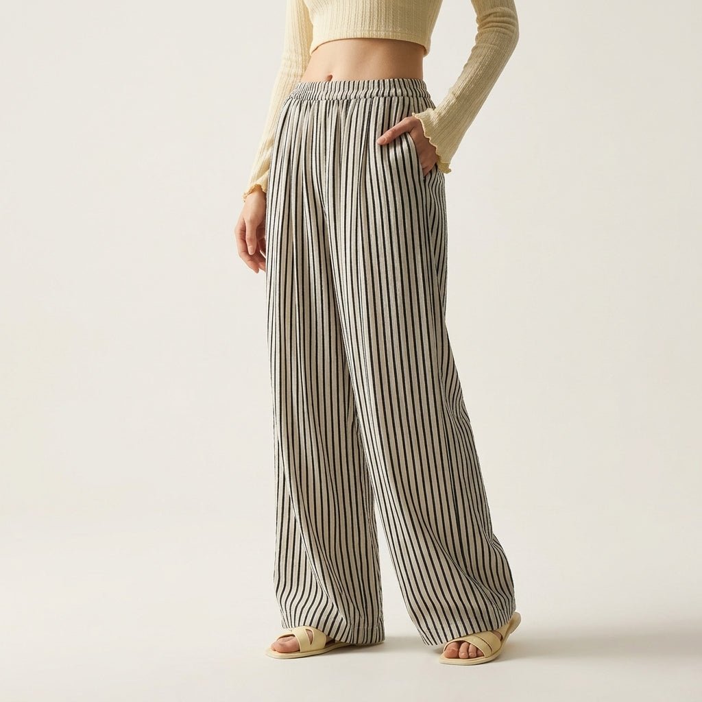 Women's Striped Wide-Leg Trousers