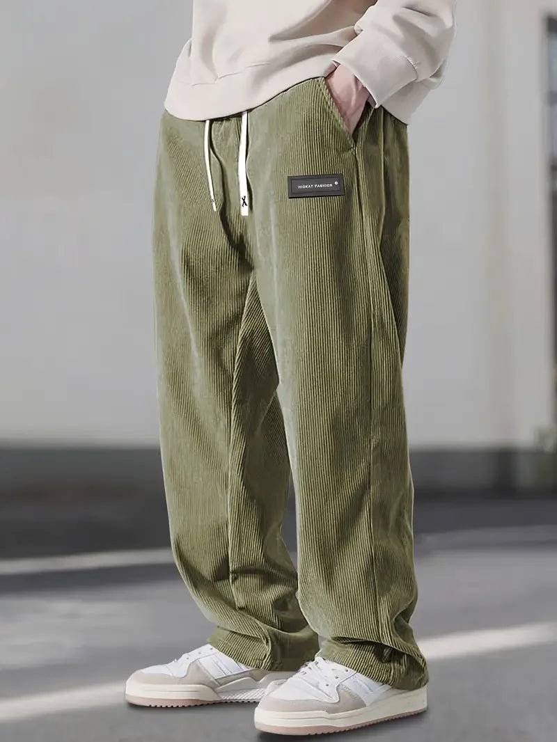 Men's Corduroy Wide-Leg Trousers - Green