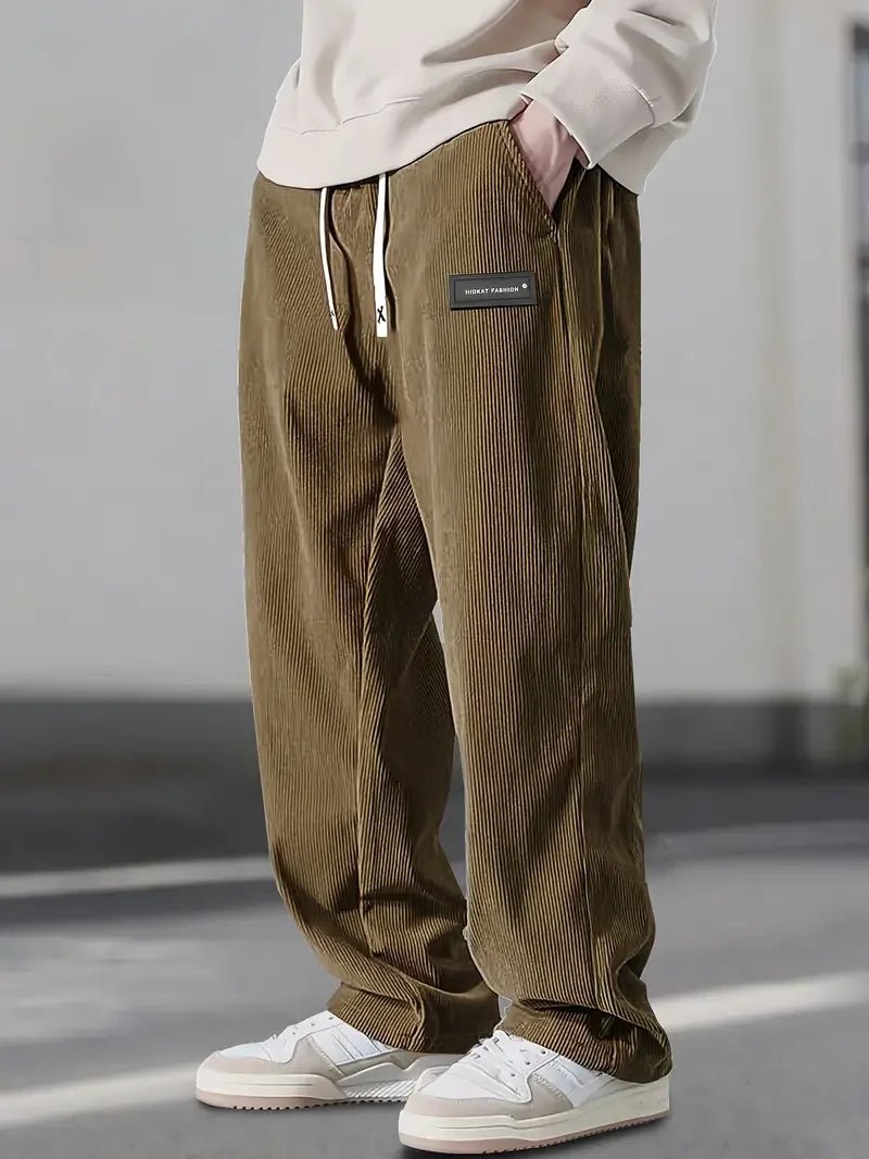 Men's Corduroy Wide-Leg Trousers - Brown