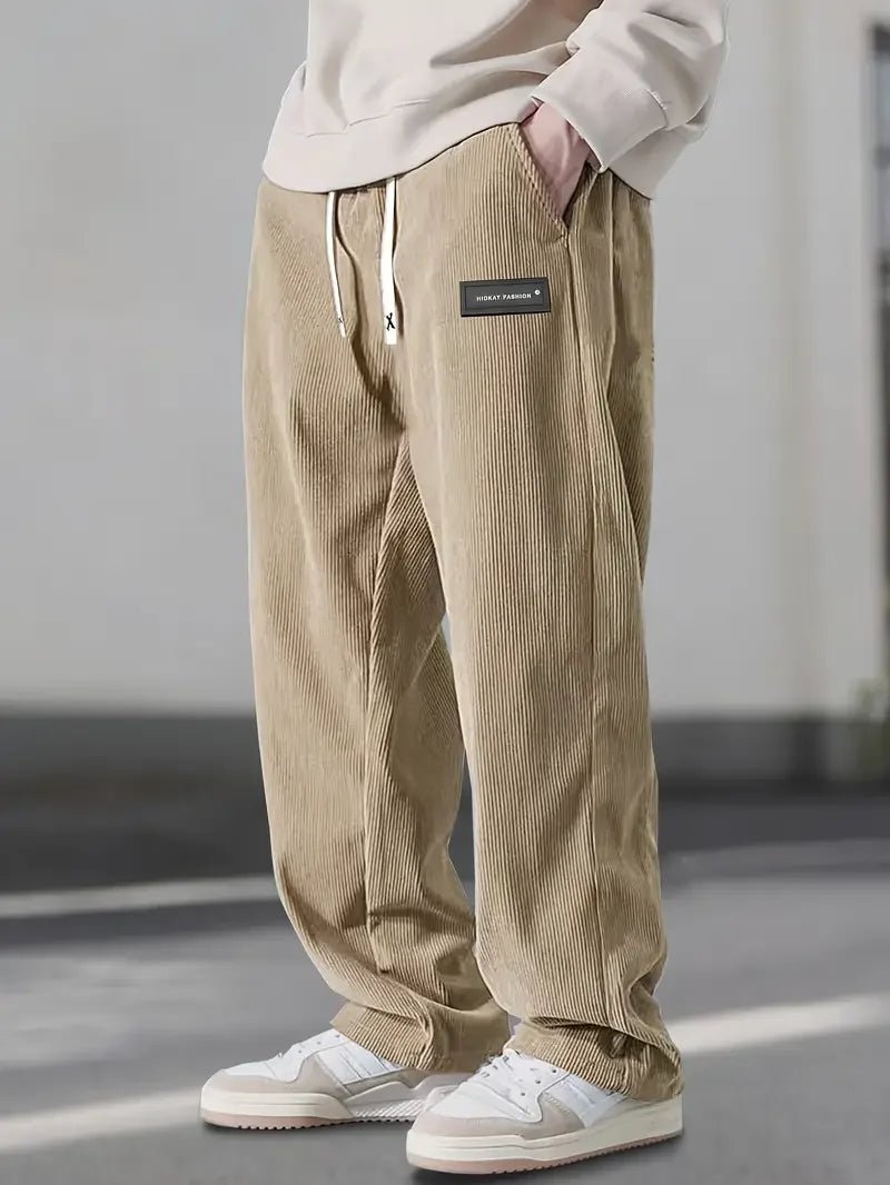 Men's Corduroy Wide-Leg Trousers - Beige