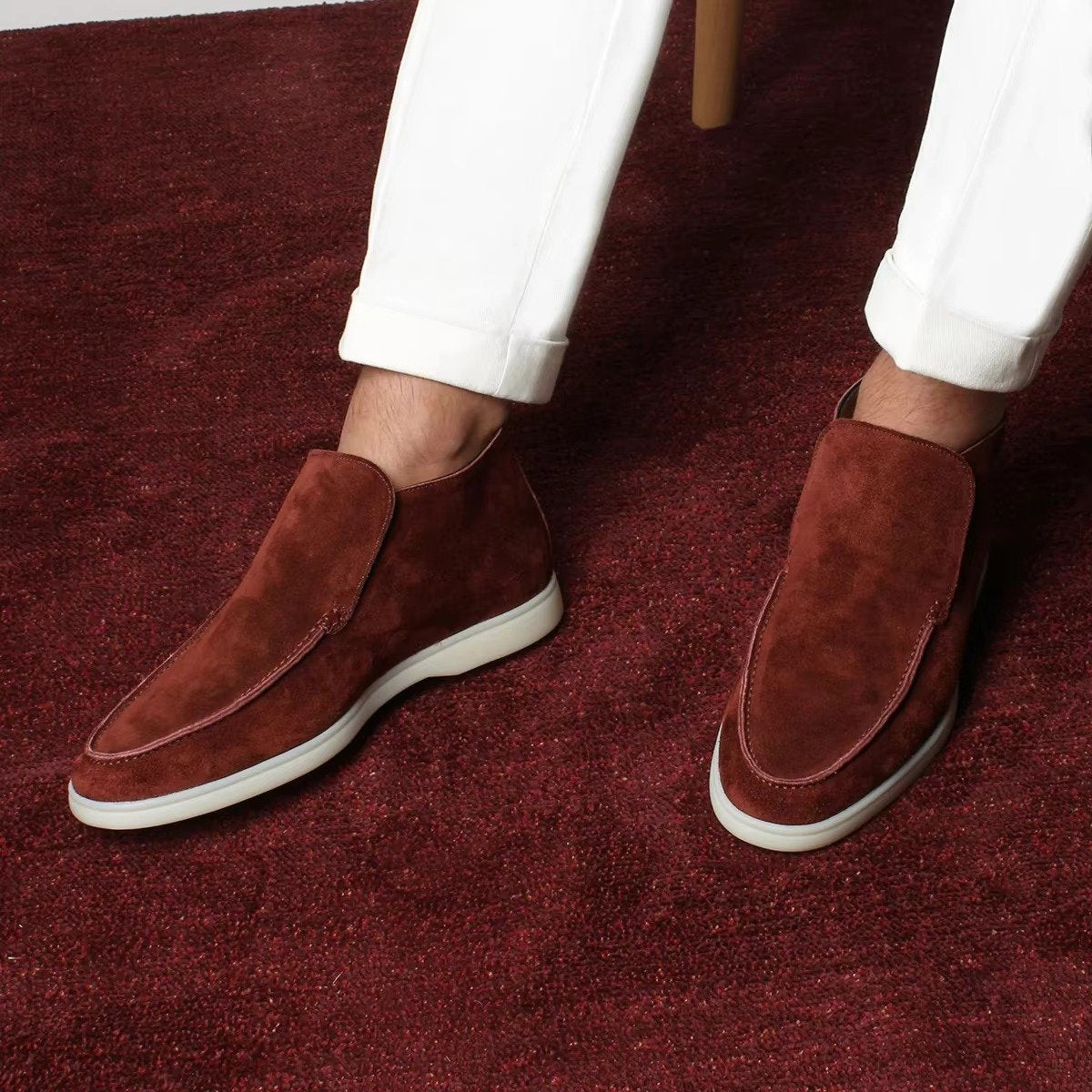 Men's Suede Ankle Boots - Brown