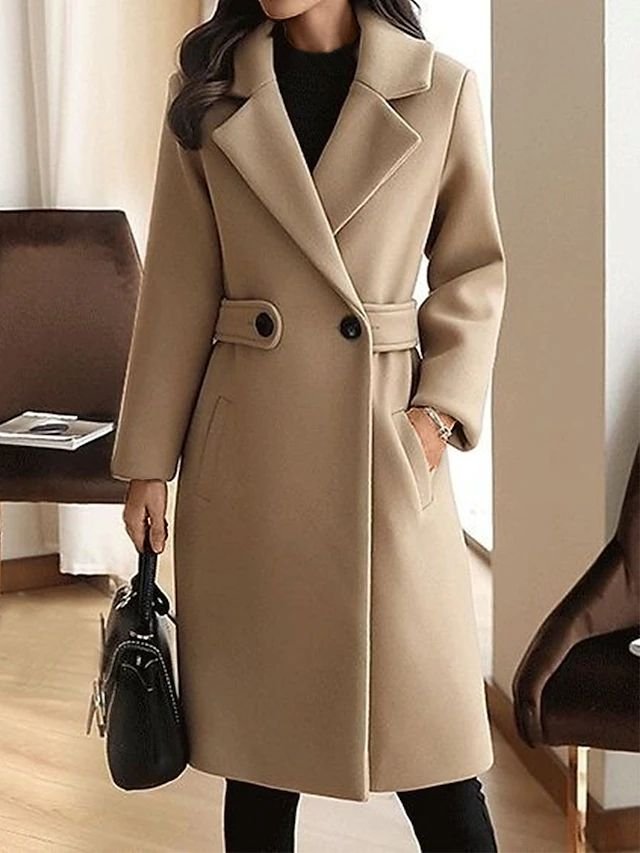 Women's Midi Wool Coat - Camel
