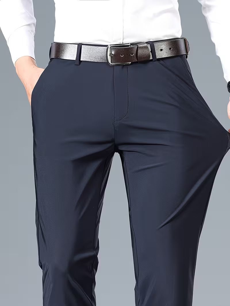 Men's Slim Dress Trousers - Navy Blue