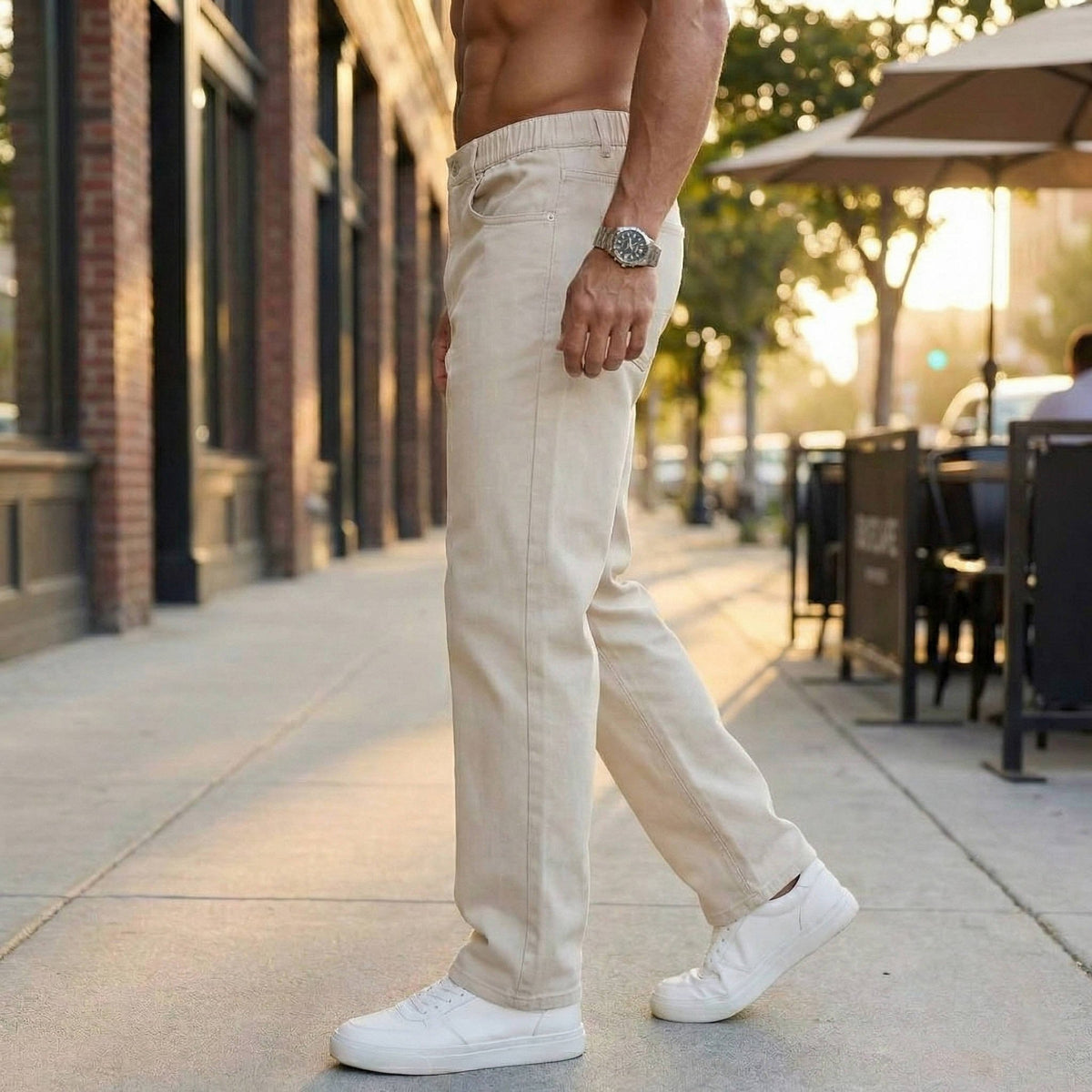 Men's Cotton Twill Straight Leg Trousers
