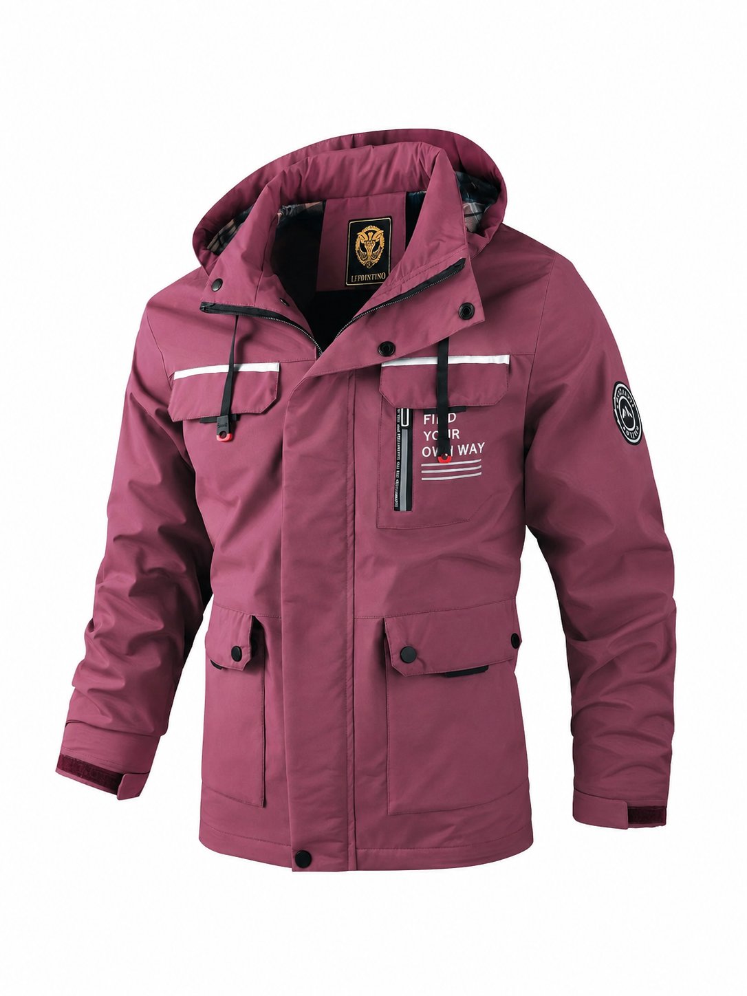 Men's Hooded Rain Jacket - Bordeaux
