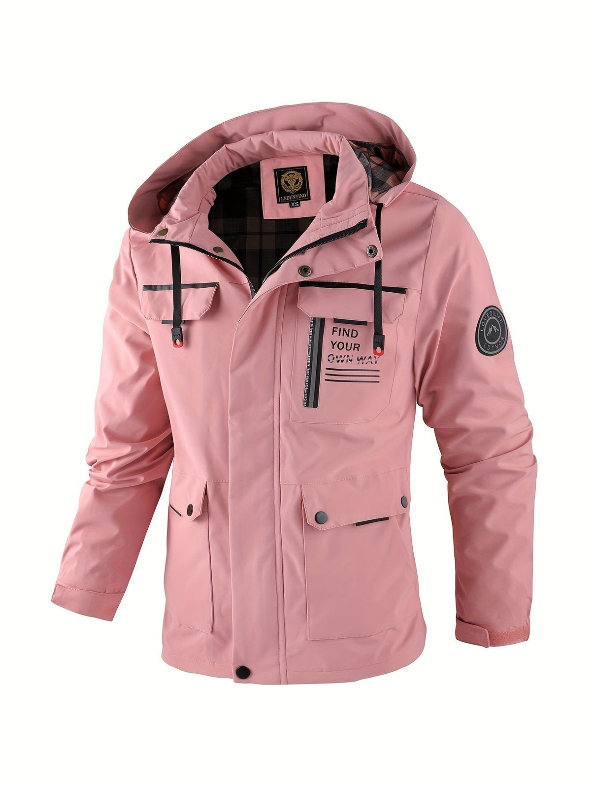 Men's Hooded Rain Jacket - Pink