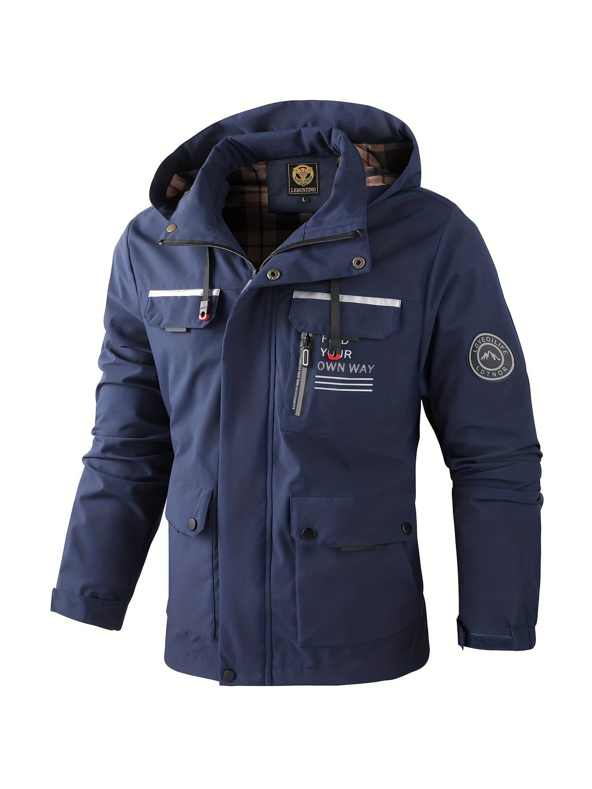 Men's Hooded Rain Jacket - Navy Blue