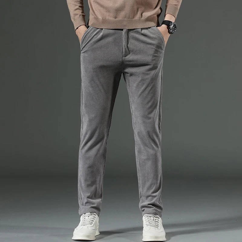 Men's Slim Corduroy Trousers - Gray