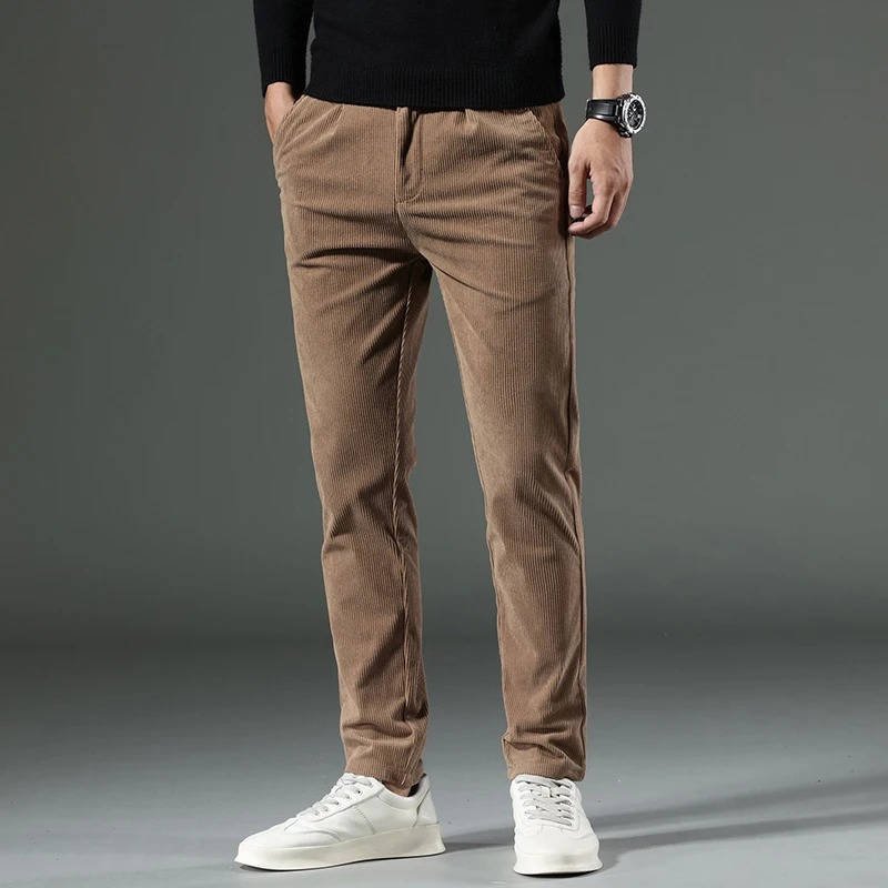 Men's Slim Corduroy Trousers - Brown