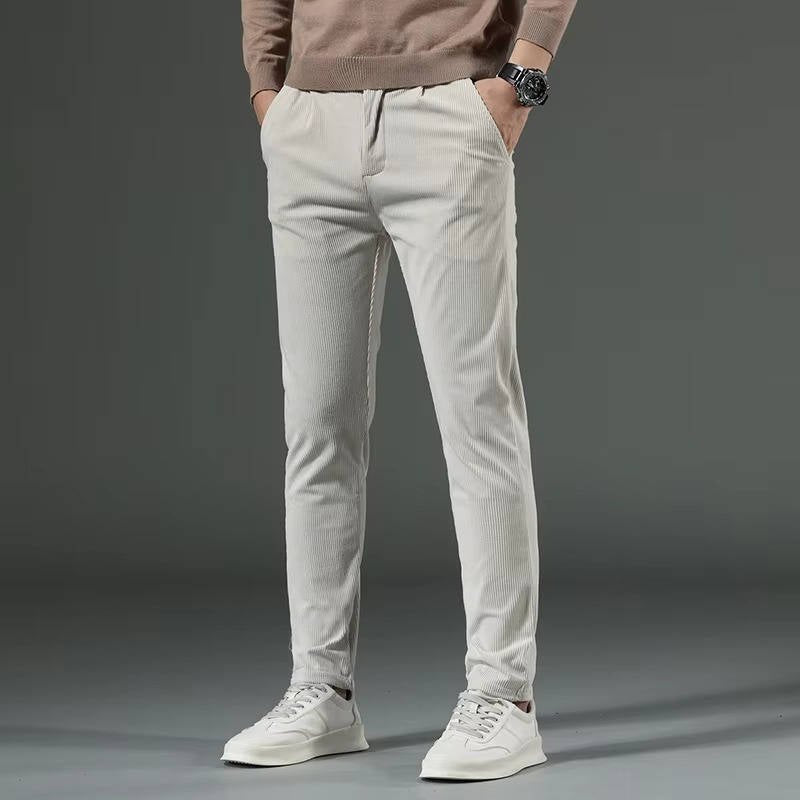 Men's Slim Corduroy Trousers - Beige