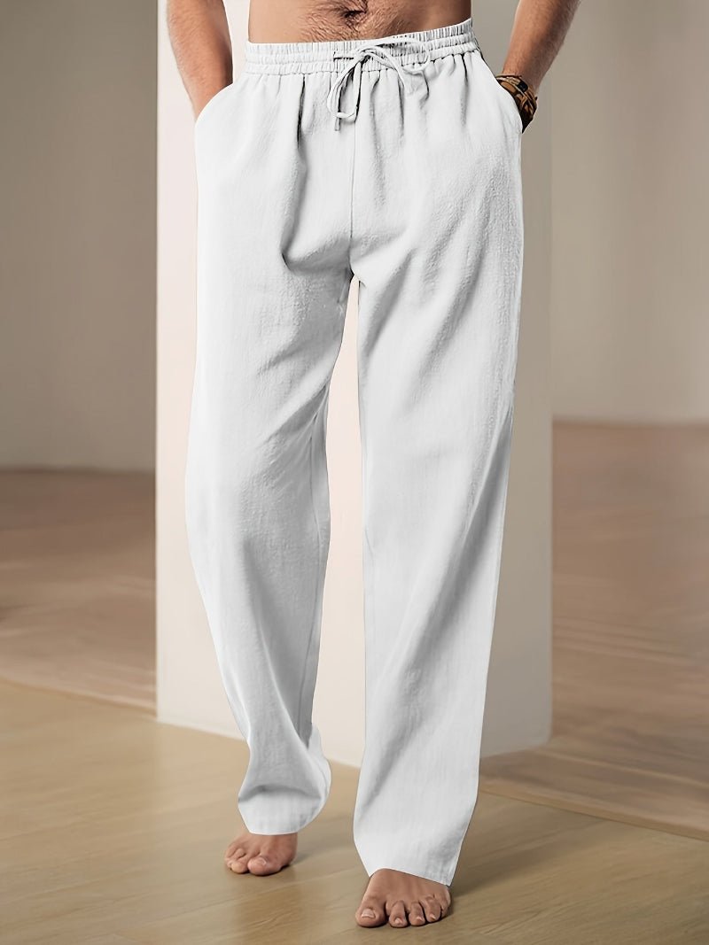 Men's Straight Leg Drawstring Trousers - White