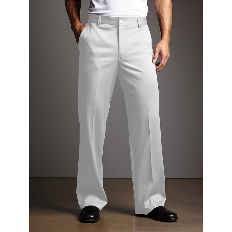 Men's Straight Leg Wool Dress Trousers - White