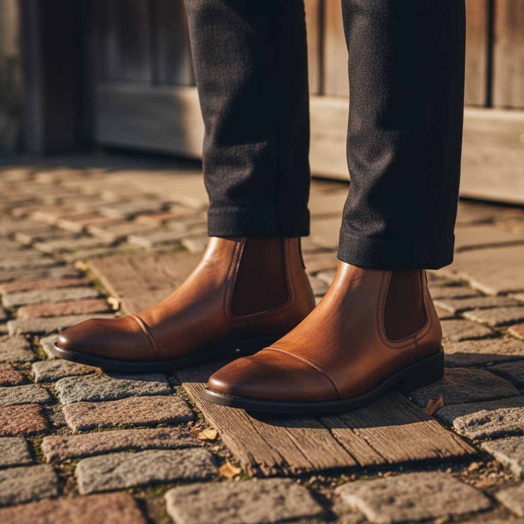 Men's Cap-Toe Leather Chelsea Boots