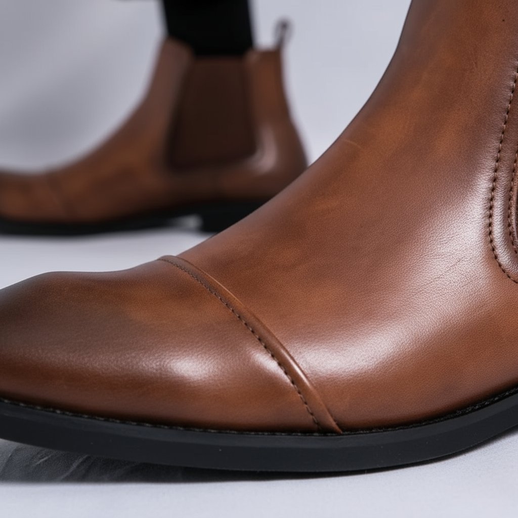 Men's Cap-Toe Leather Chelsea Boots