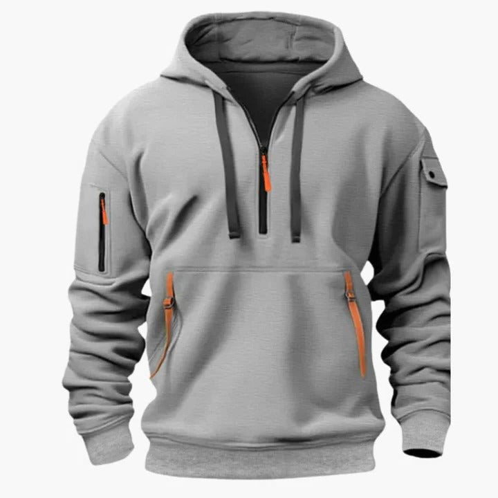 Men's Quarter-Zip Utility Hoodie - Light Gray