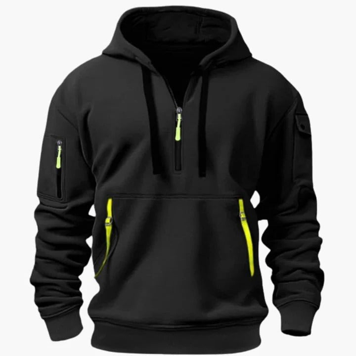 Men's Quarter-Zip Utility Hoodie - Black