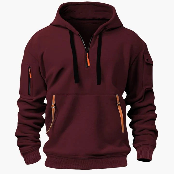 Men's Quarter-Zip Utility Hoodie - Red