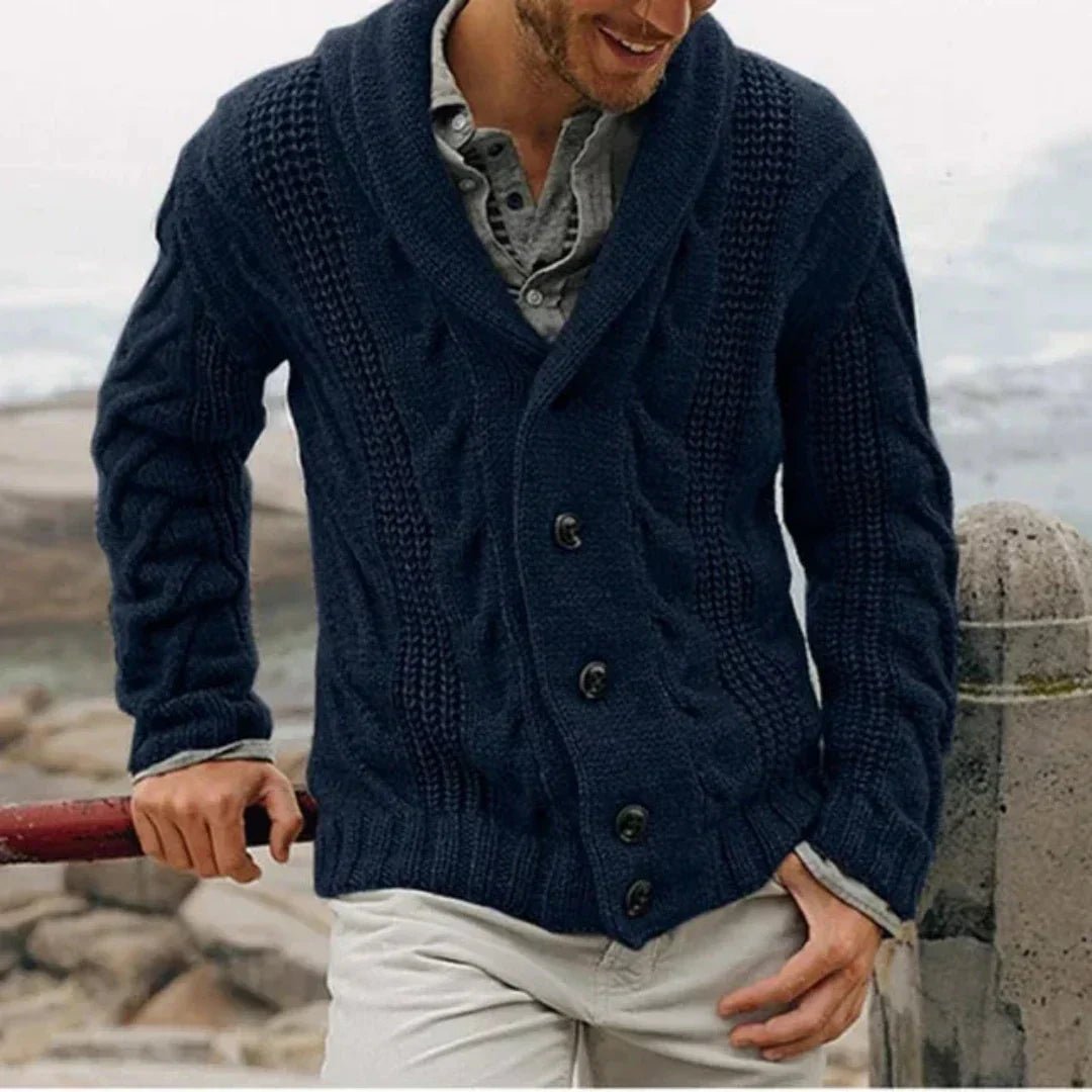 Men's Wool Cardigan - Dark Blue