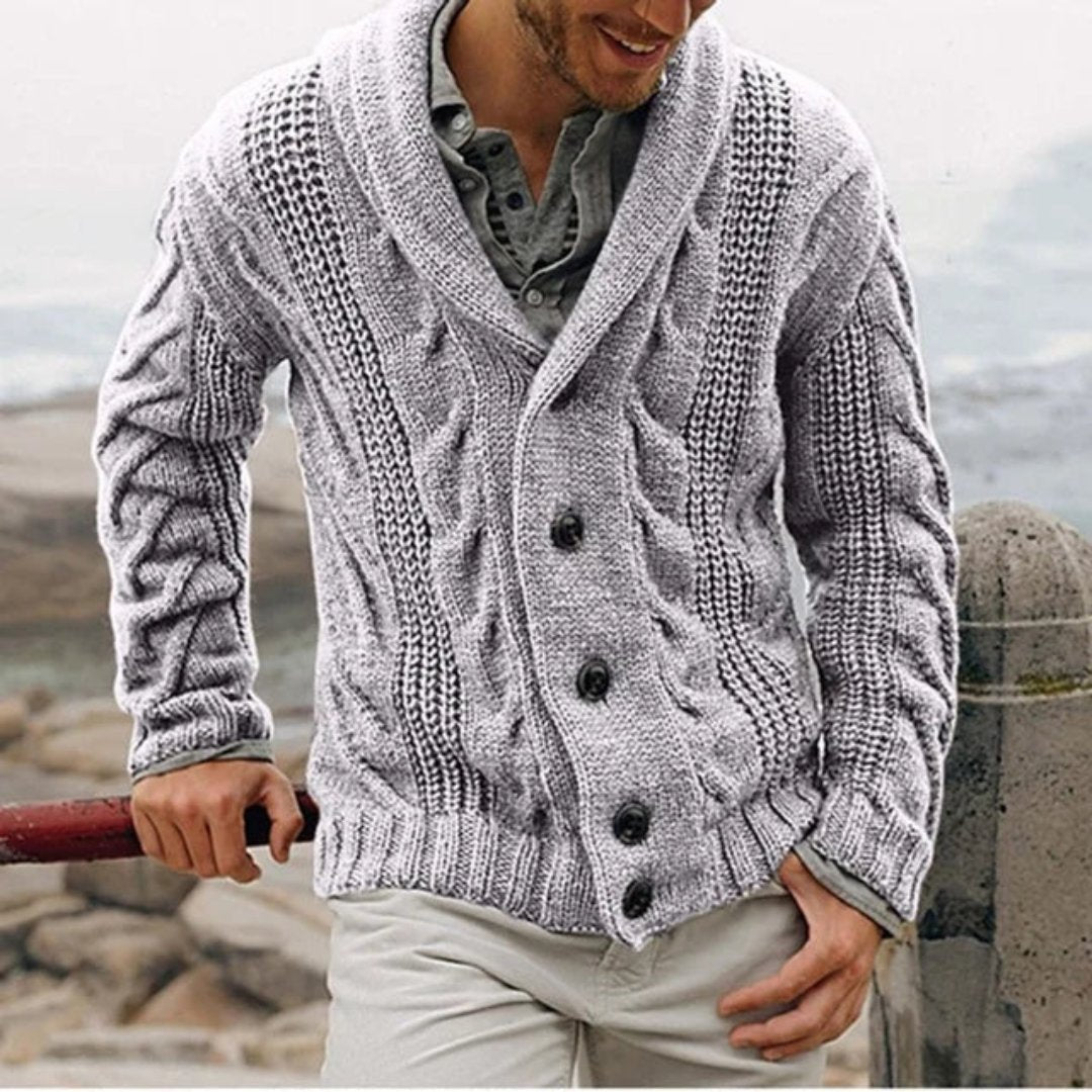 Men's Wool Cardigan - Light Gray