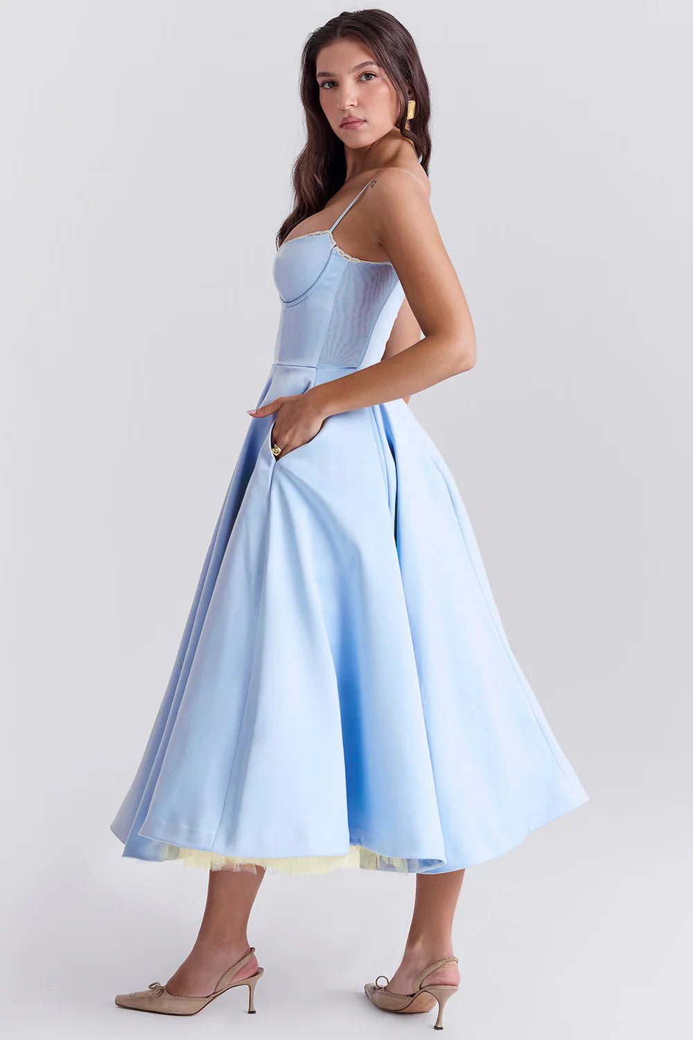 Women's Cocktail Satin Midi Dress