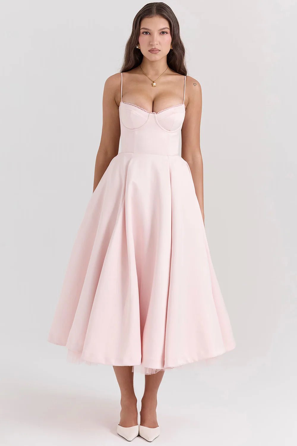 Women's Cocktail Satin Midi Dress - Pink