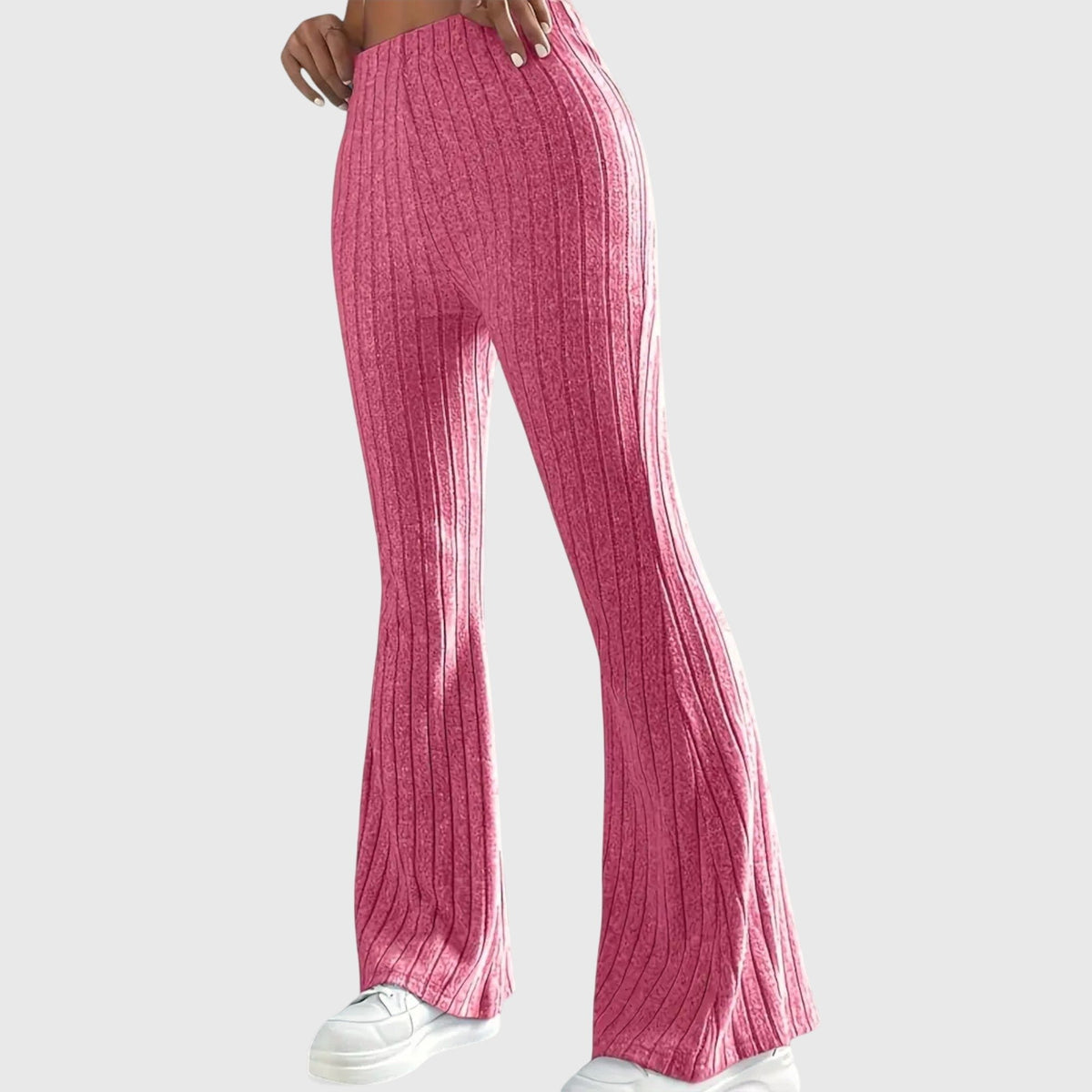 Women's Ribbed Knit Flared Trousers