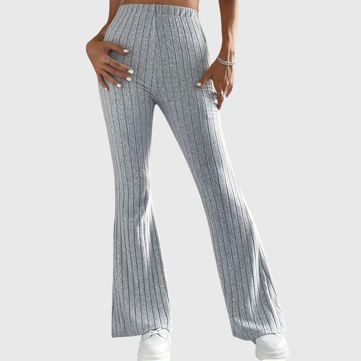 Women's Ribbed Knit Flared Trousers