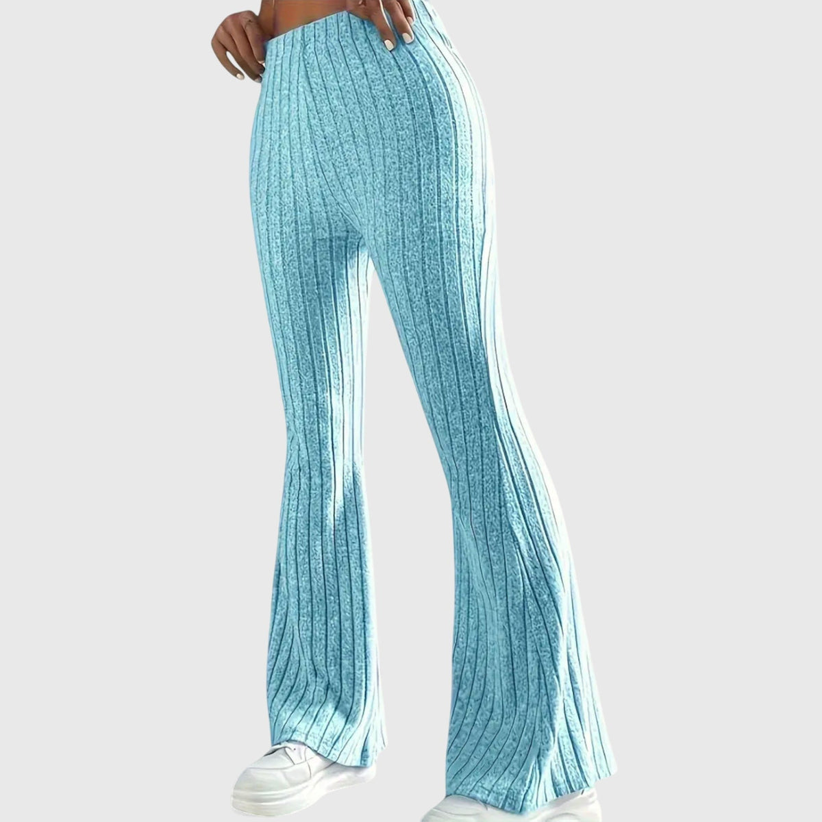 Women's Ribbed Knit Flared Trousers