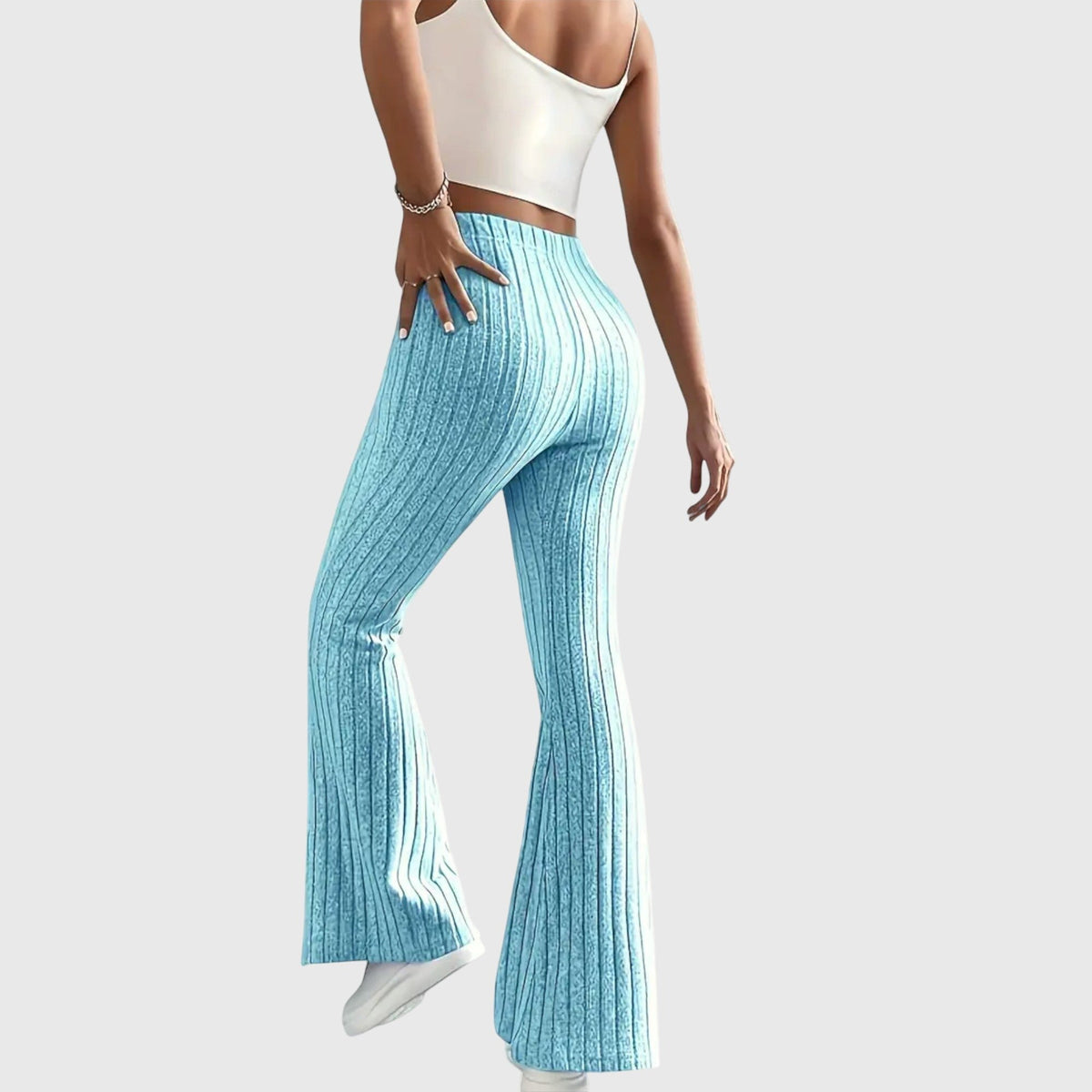 Women's Ribbed Knit Flared Trousers