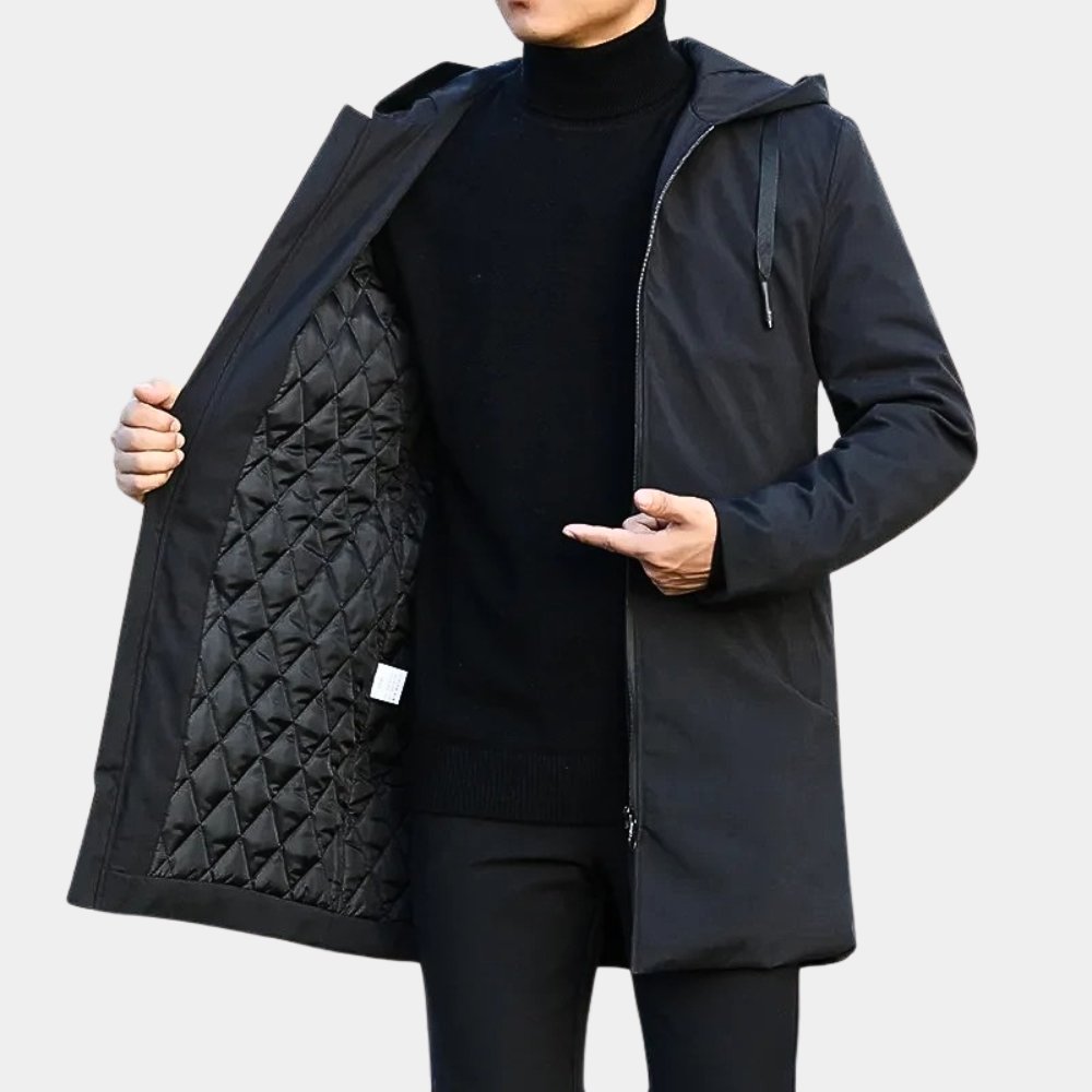 Men's Hooded Parka Jacket - Black