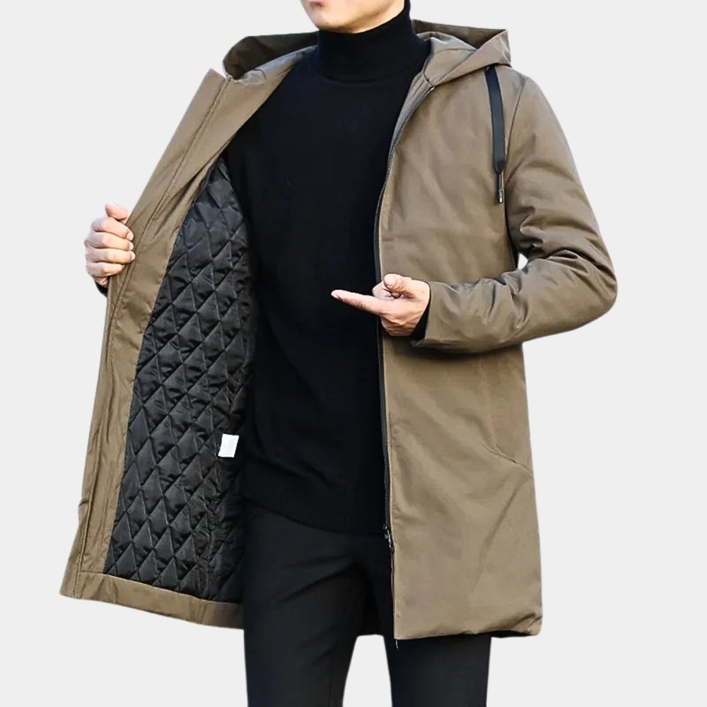 Men's Hooded Parka Jacket - Brown