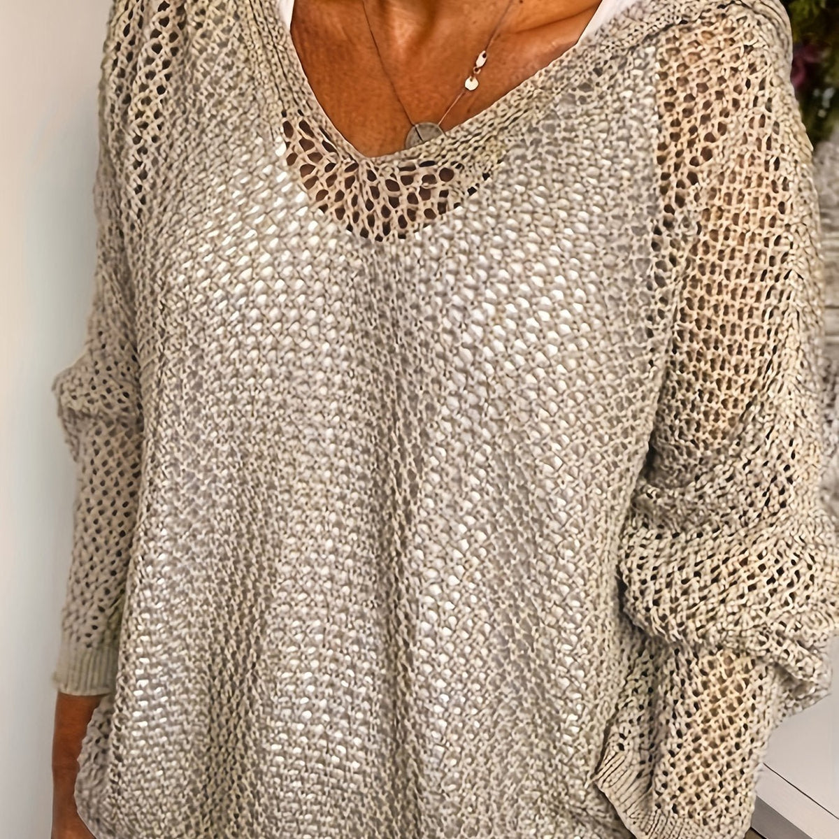 Women's Oversized Hooded Jumper - Khaki