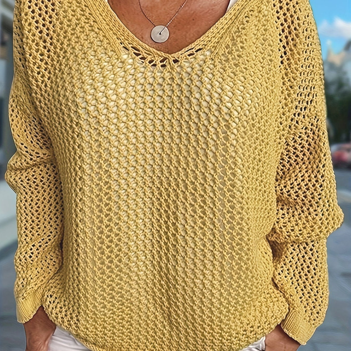 Women's Oversized Hooded Jumper - Yellow