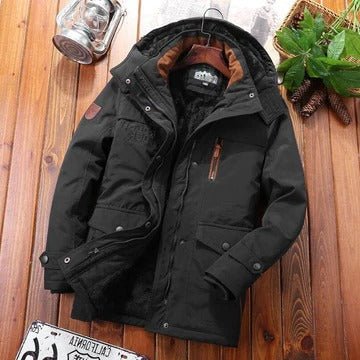 Men's Hooded Parka Jacket - Black
