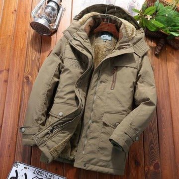 Men's Hooded Parka Jacket - Beige
