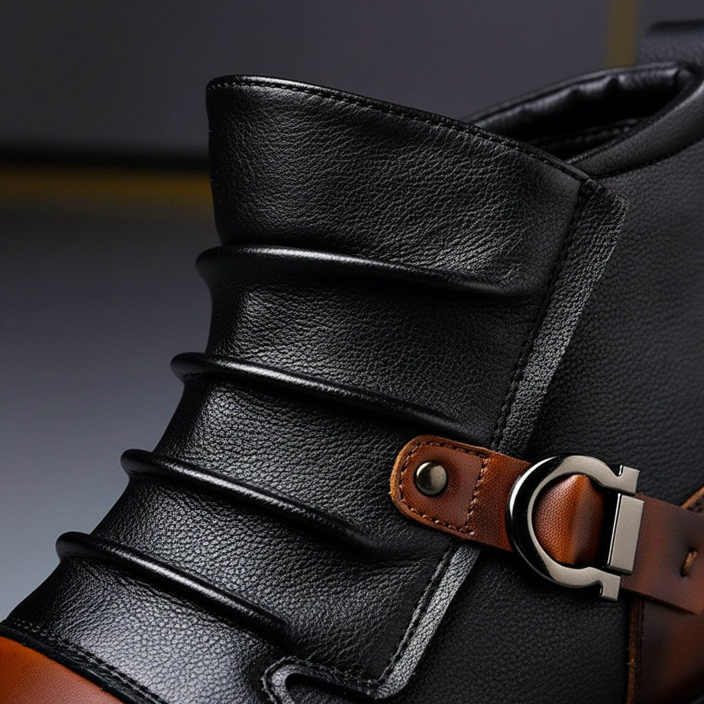 Men's Two-Tone Leather Ankle Boots