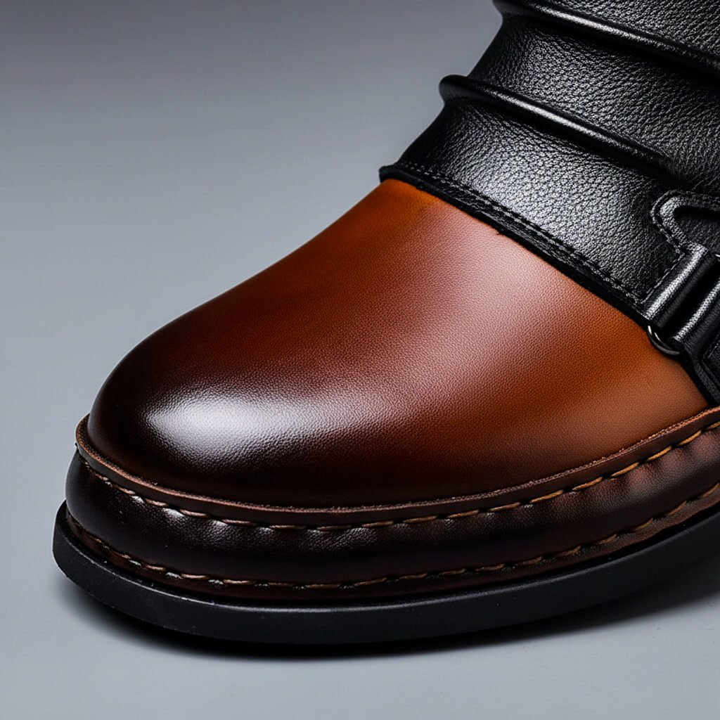 Men's Two-Tone Leather Ankle Boots