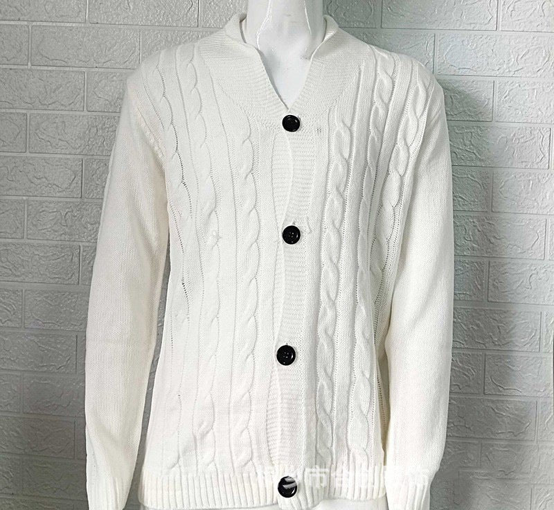 Men's Shawl Collar Cardigan - White