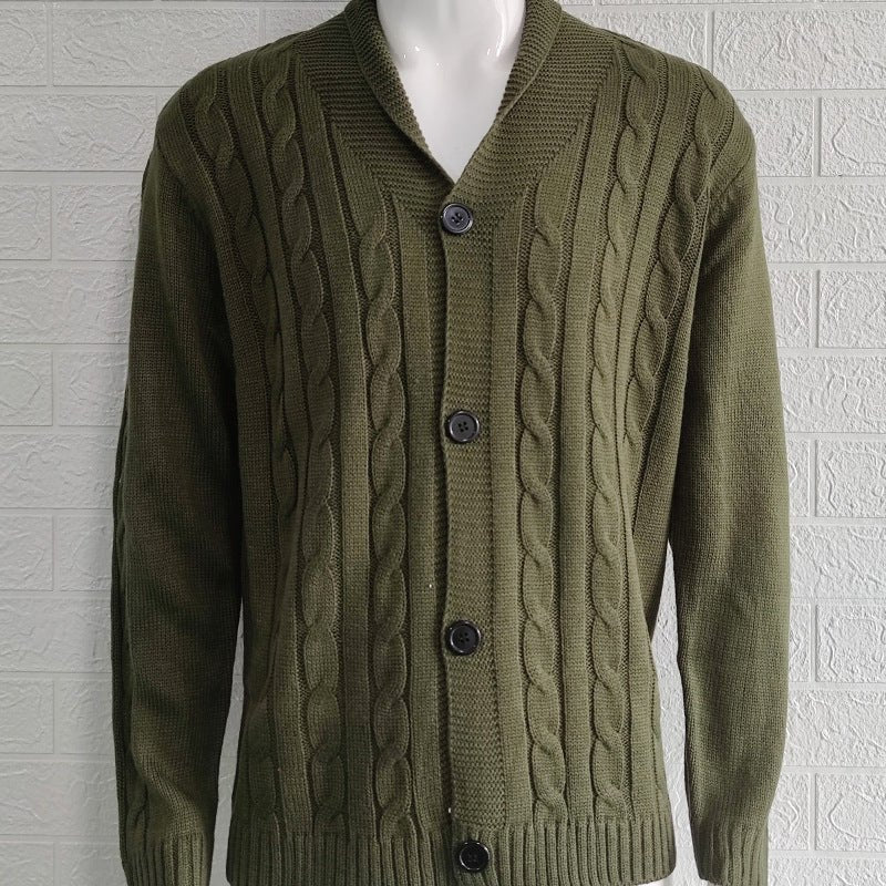 Men's Shawl Collar Cardigan - Green