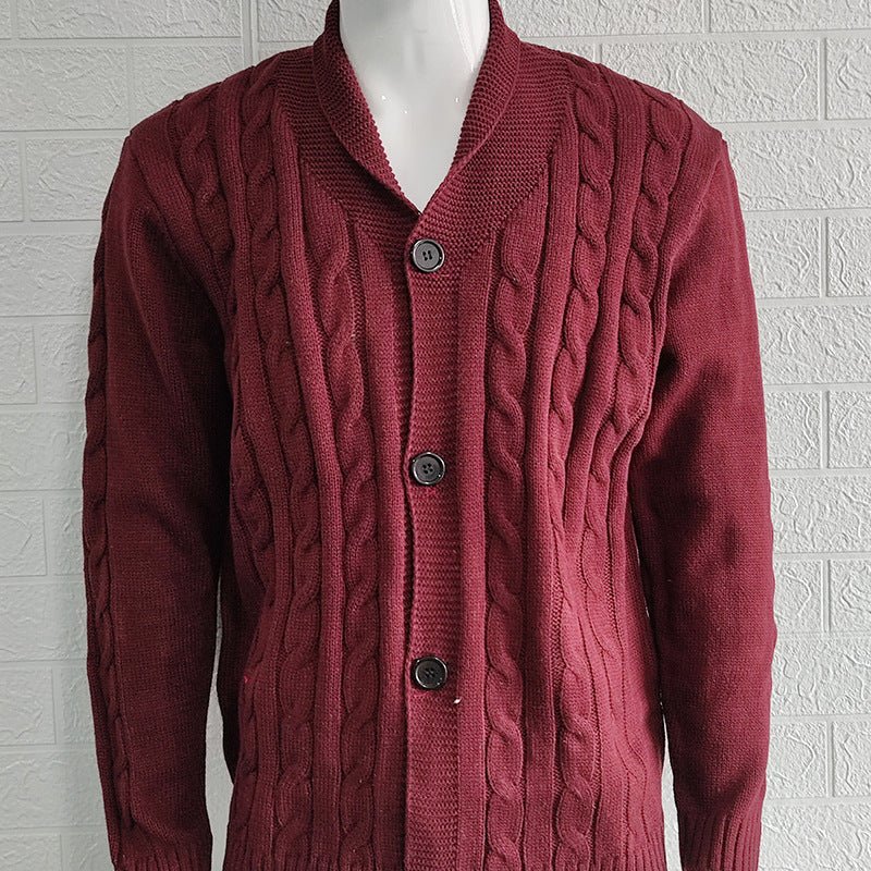 Men's Shawl Collar Cardigan - Red