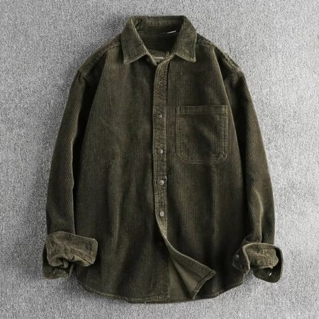 Men's Corduroy Shirt Jacket - Army Green