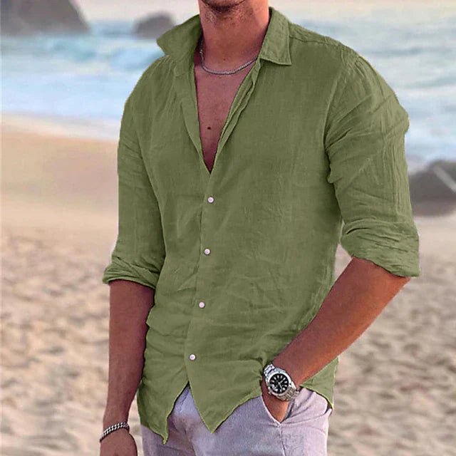 Men's Long Sleeve Beach Shirt - Green