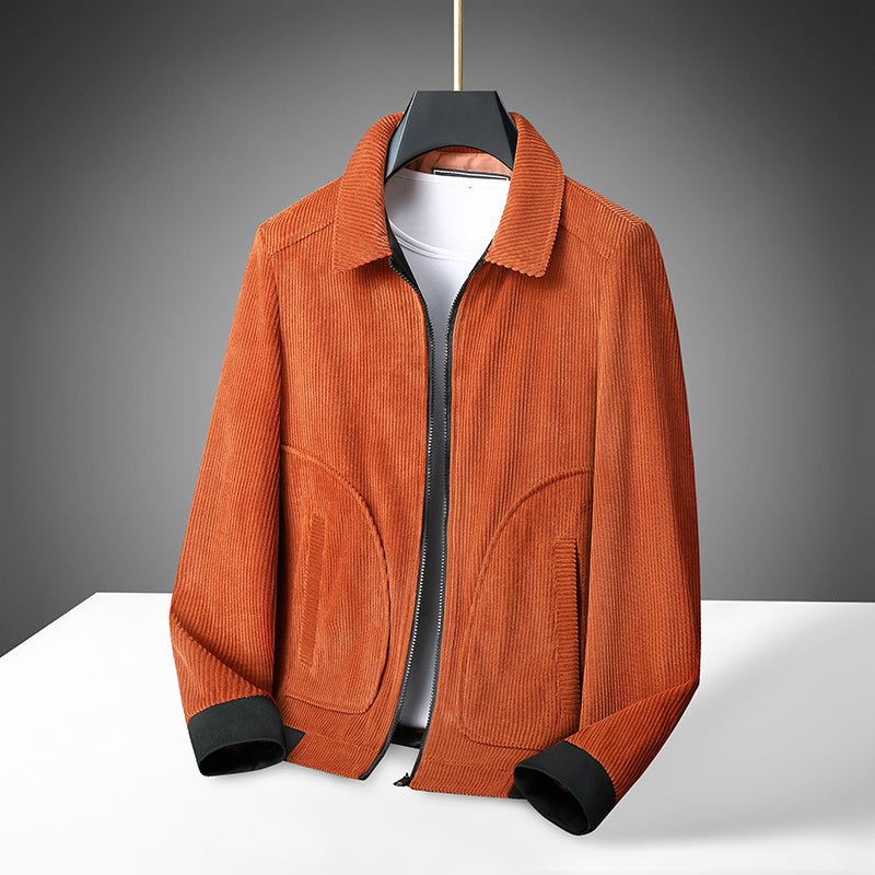Men's Corduroy Zip-Up Jacket - Orange