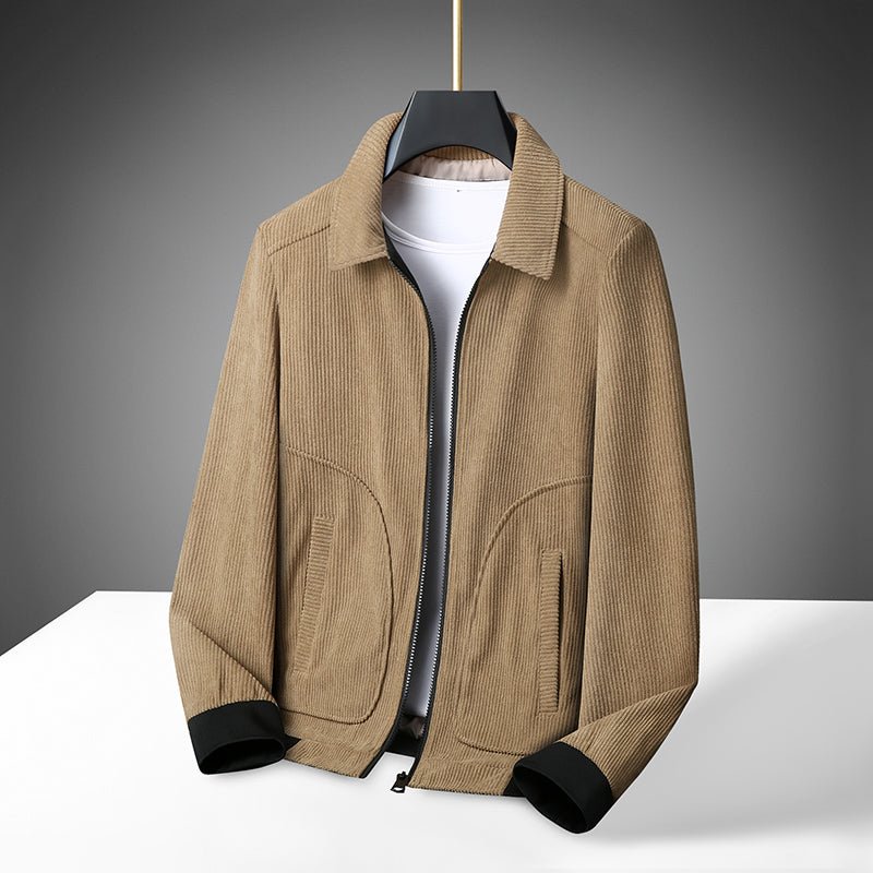 Men's Corduroy Zip-Up Jacket - Khaki