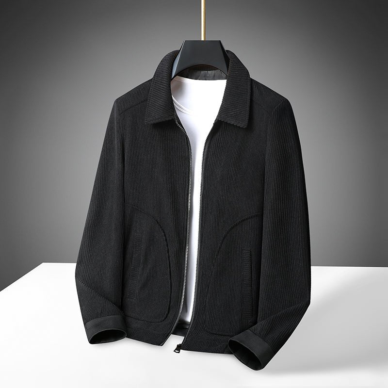 Men's Corduroy Zip-Up Jacket - Black