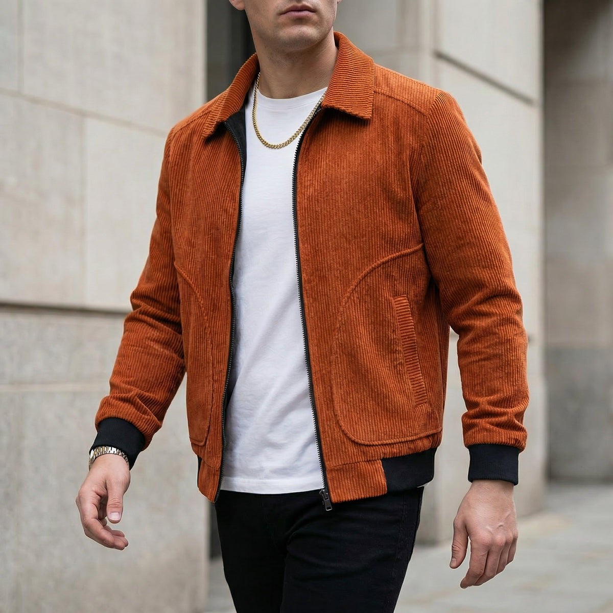 Men's Corduroy Zip-Up Jacket