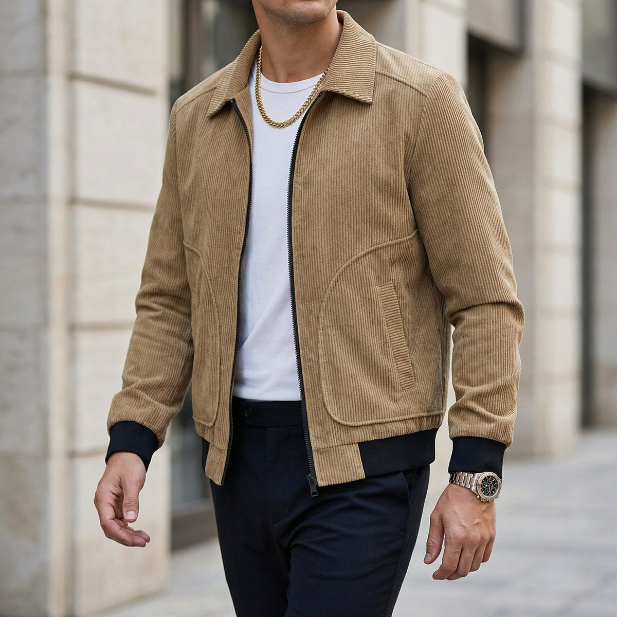 Men's Corduroy Zip-Up Jacket