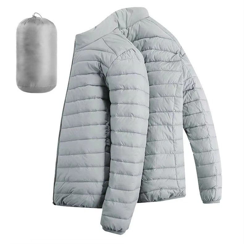 Men's Hooded Puffer Jacket - Gray